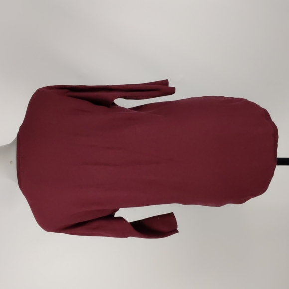 Dotti Women's Top Size Small Maroon 3/4 Sleeve Hi-Low Hem Round Neckline Jumper - Picture 10 of 14